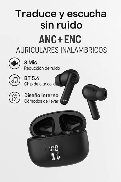 Auriculares con traducción + IA, Miccell VQ-BH15