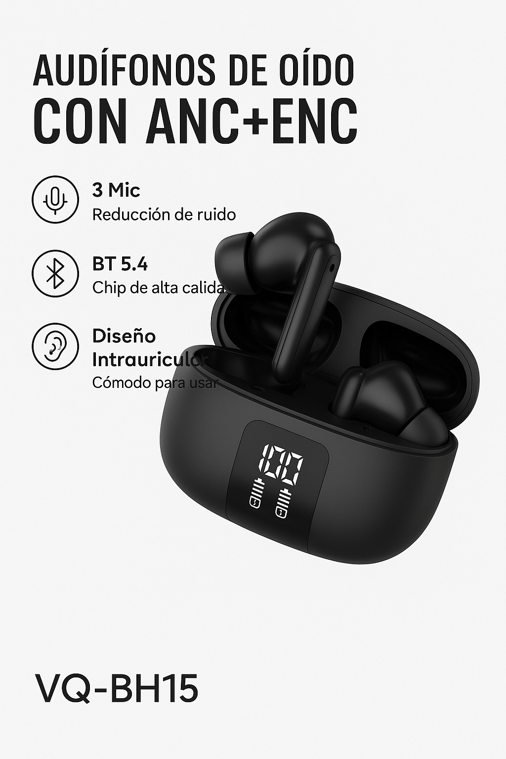 Auriculares con traducción + IA, Miccell VQ-BH15