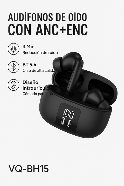 Auriculares con traducción + IA, Miccell VQ-BH15