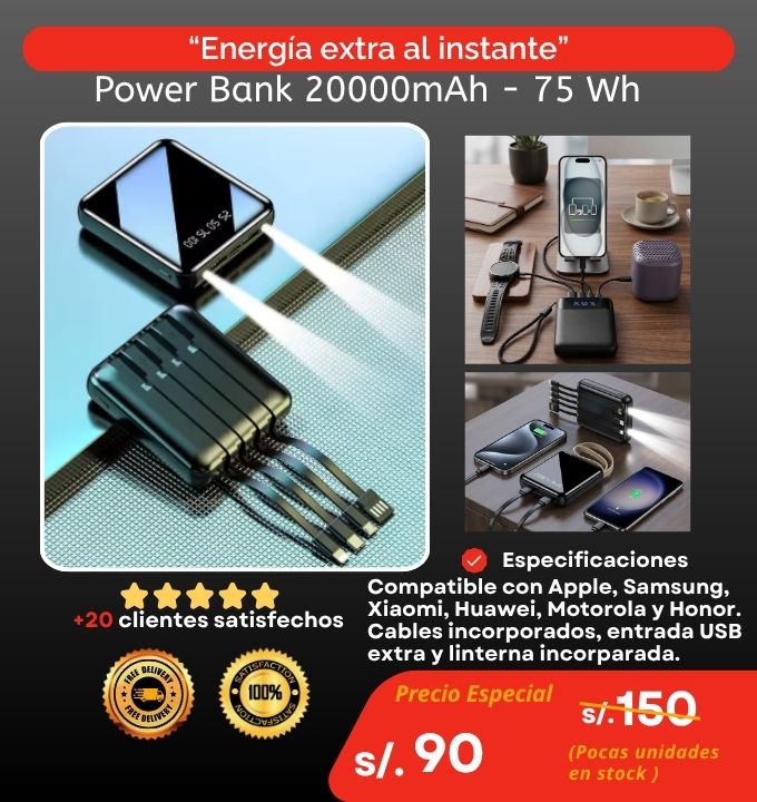 Power Bank Multipuntas de 2000 mAh