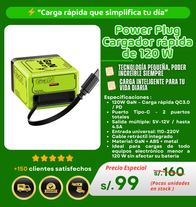 Power Plug Cargador rápida de 120 W