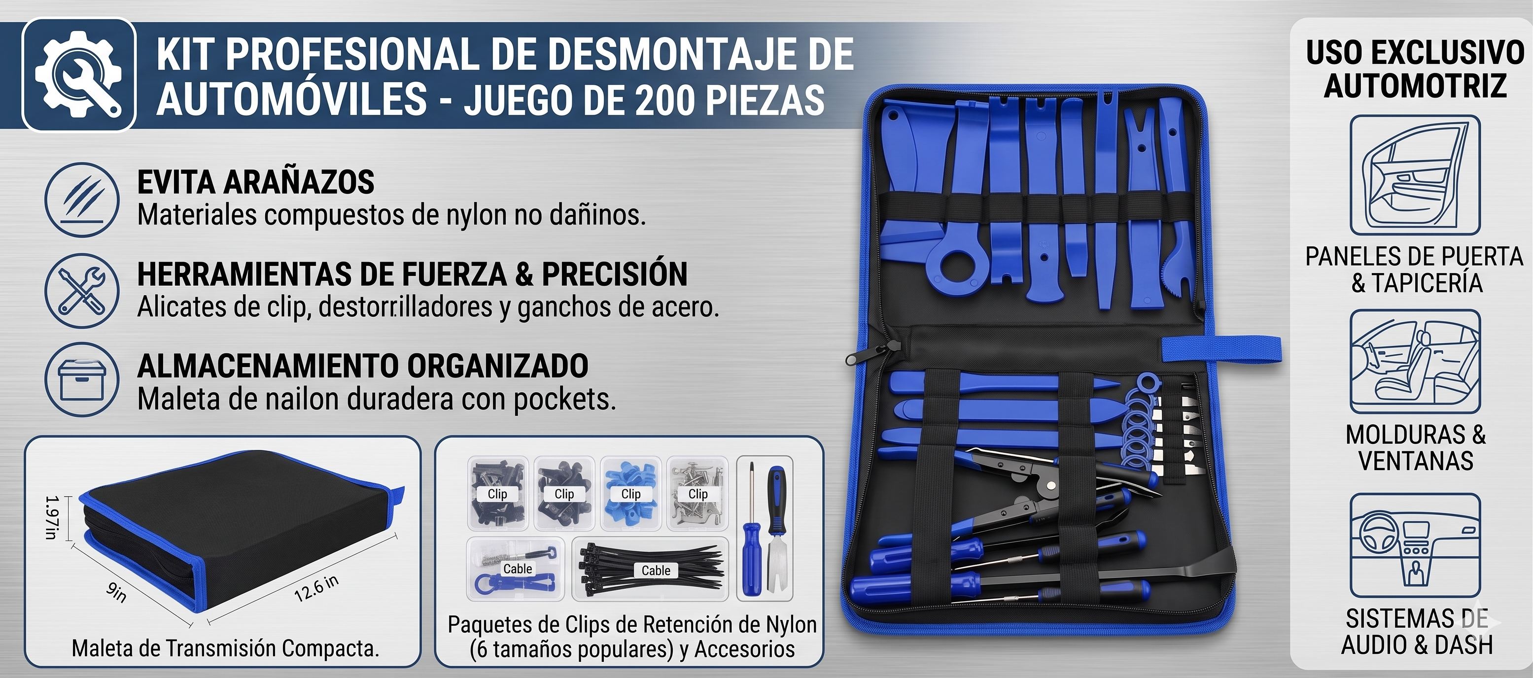 SET DE EXTRACCIÓN DE MOLDADURAS DE AUTOMÓVILES